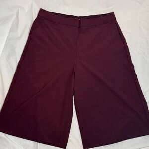 Lane Bryant Burgundy Cropped Flat-front wide leg trouser